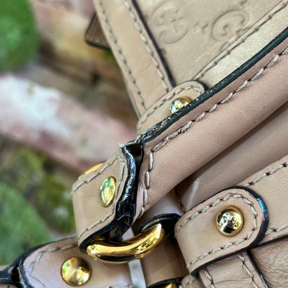 GUCCI Scarlett Pink Guccissima Leather Studded Shoulder Bag - Picture 8 of 11